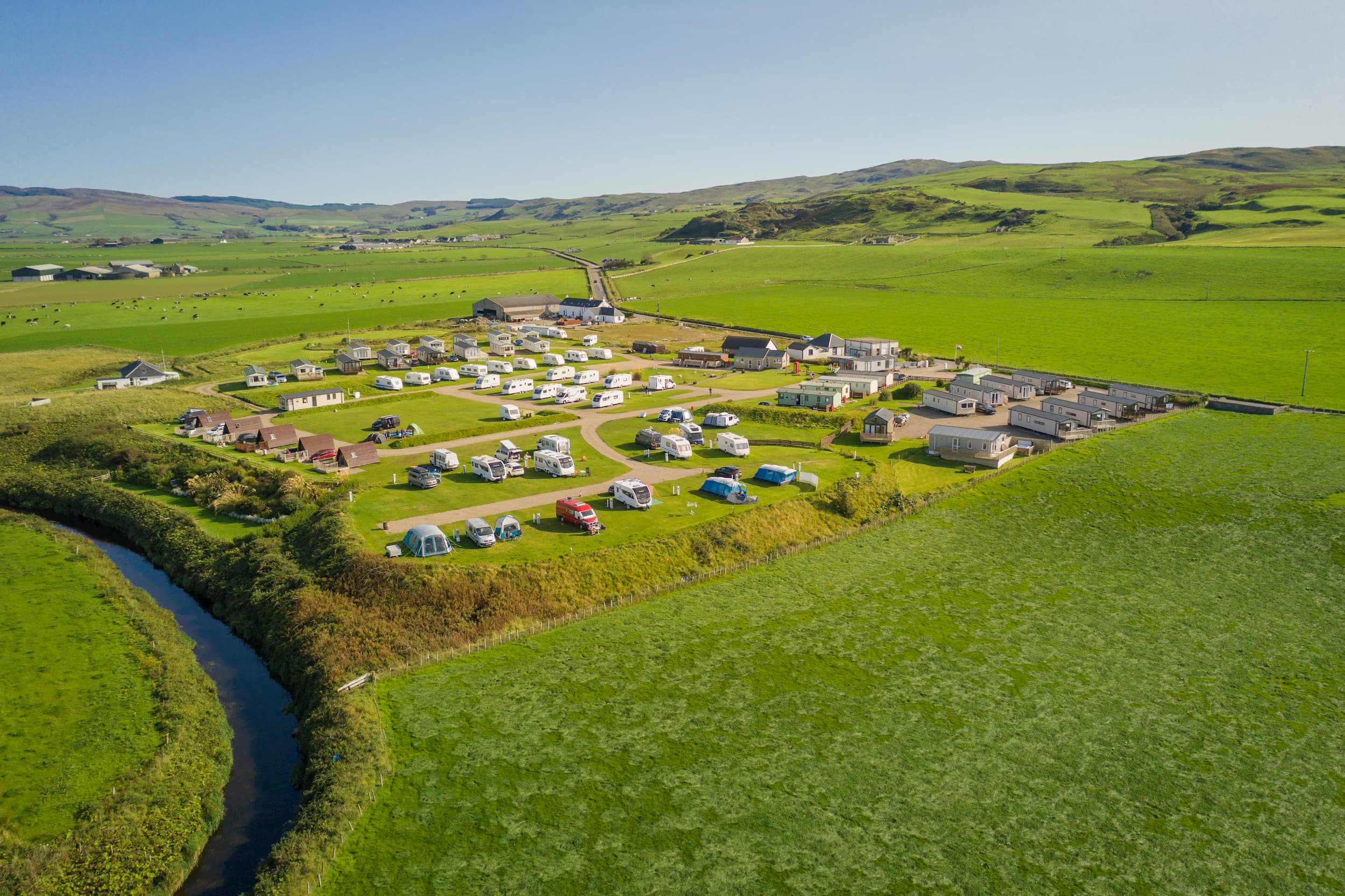 Aerial view of the Machrihanish caravan and camp site