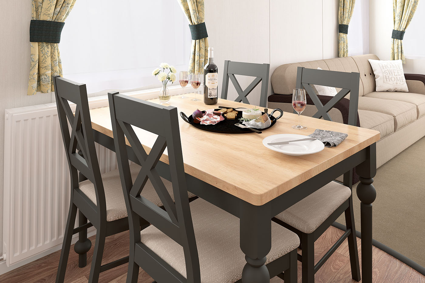 dining table in motorhomes at Machrihanish Holiday Park