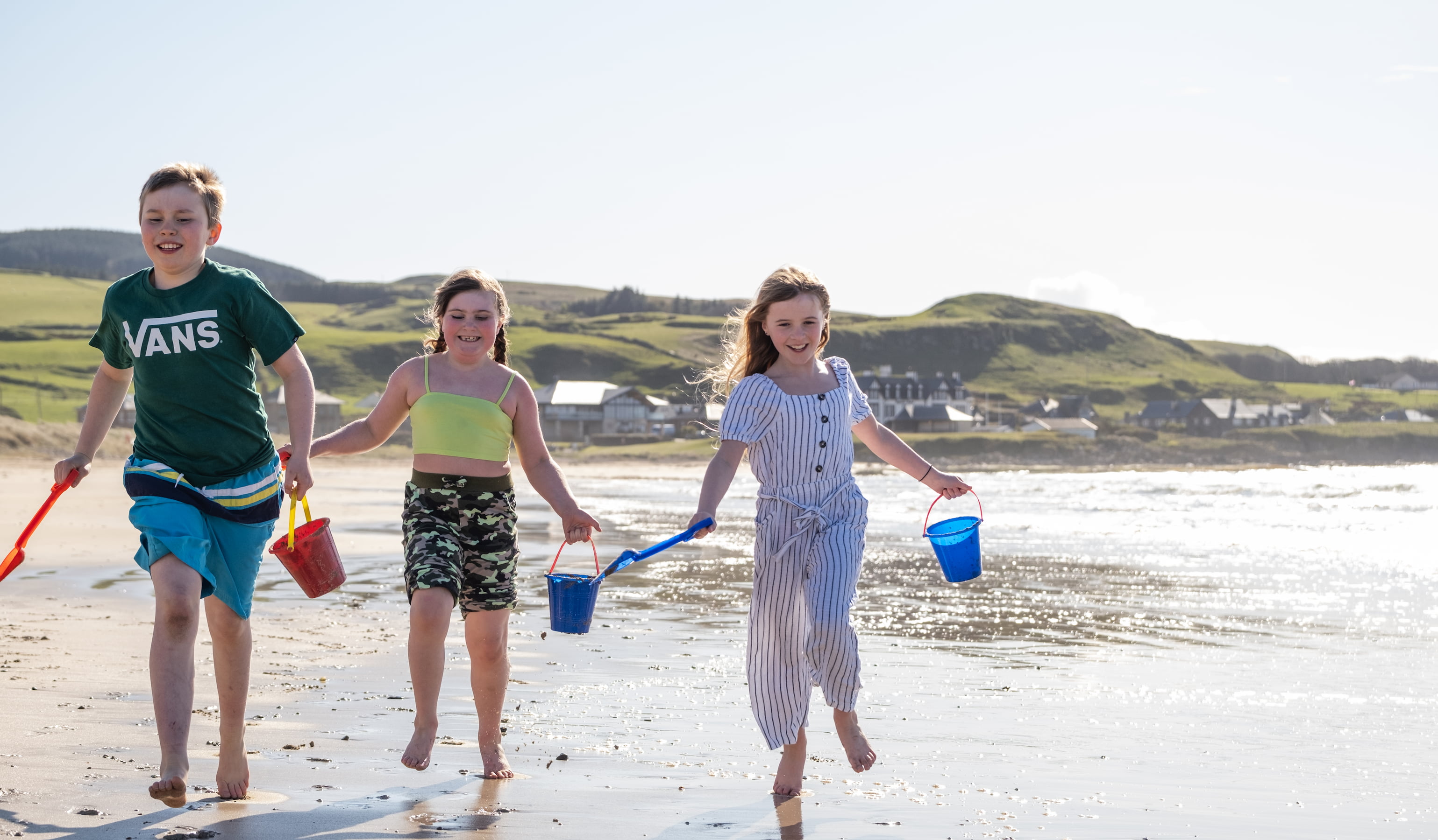 children playing on the beach Machrihanish holiday park